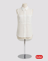 BLUSA camisera en tela semitransparente manga sisa. Talla S