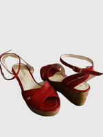 MARULANDA Sandalias en cuero tipo espadrilas rojas. Talla 38