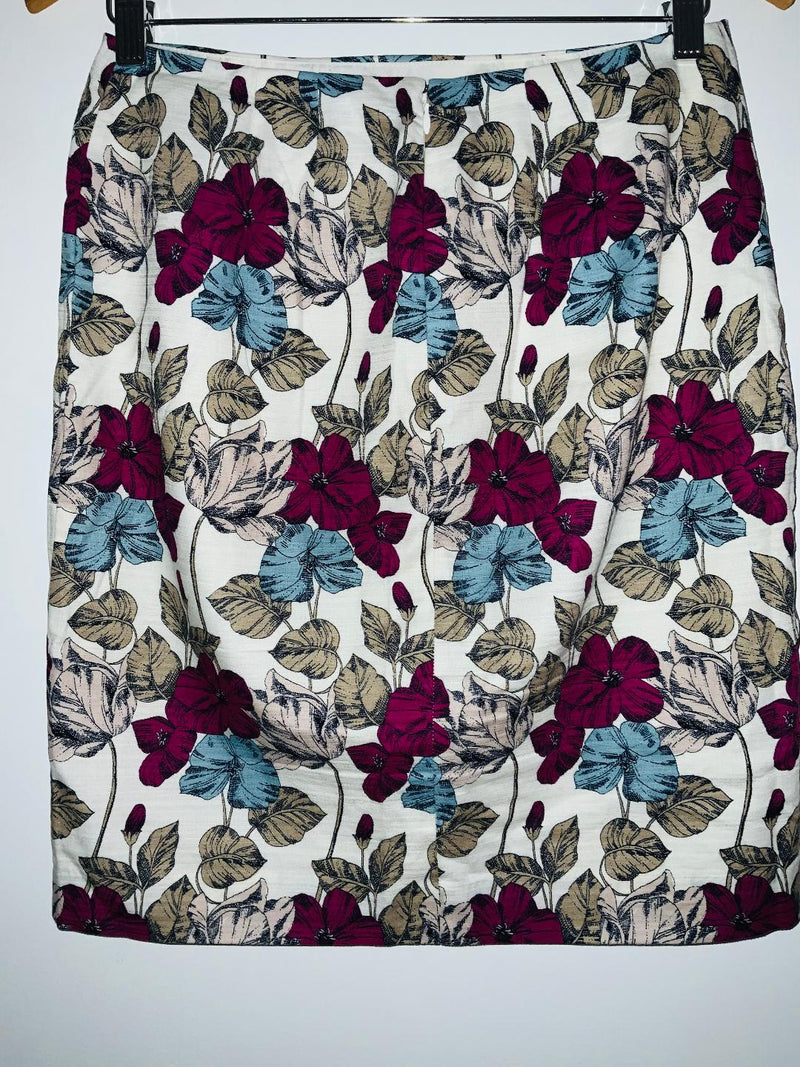 ANN TAYLOR Falda en lino estampada de flores. Talla 4P