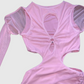VESTIDO En tul entallado con aberturas en cintura. Talla XS/S