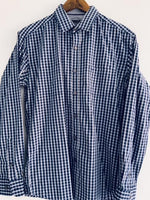 KENNETH COLE Camisa para hombre a cuadros azul. Talla M