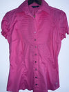 RAGGED Blusa en popelina manga corta con alforzas. Talla M