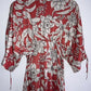 RW Vestido largo estampado con abertura en la espalda. Talla XL