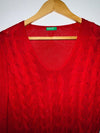 BENETTON Sweater tejido cuello en V. Talla S