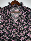 BLUSA Estampada manga sisa con ruches. Talla S