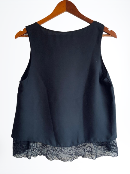 ZARA Blusa sin mangas con base en encaje. Talla S