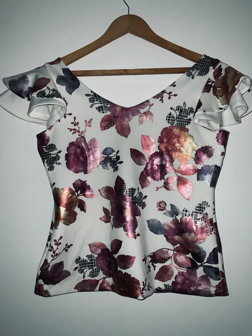 ELEGANZZA Top escote cuadrado estampado. Talla 12