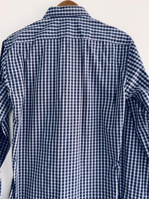 KENNETH COLE Camisa para hombre a cuadros azul. Talla M