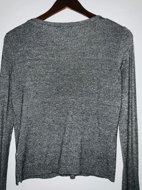 BERSHKA Cardigan tejido abierto efecto jaspe. Talla S