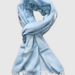 PASHMINA Unicolor de Flecos Azul . Talla Única