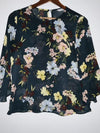 NAF NAF Blusa en chiffon azul estampada flores. Talla S