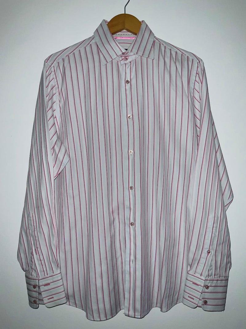 ARTURO CALLE Camisa a rayas tosa para hombre. Talla L