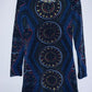 AXUEH Vestido tejido con estampado. Talla S