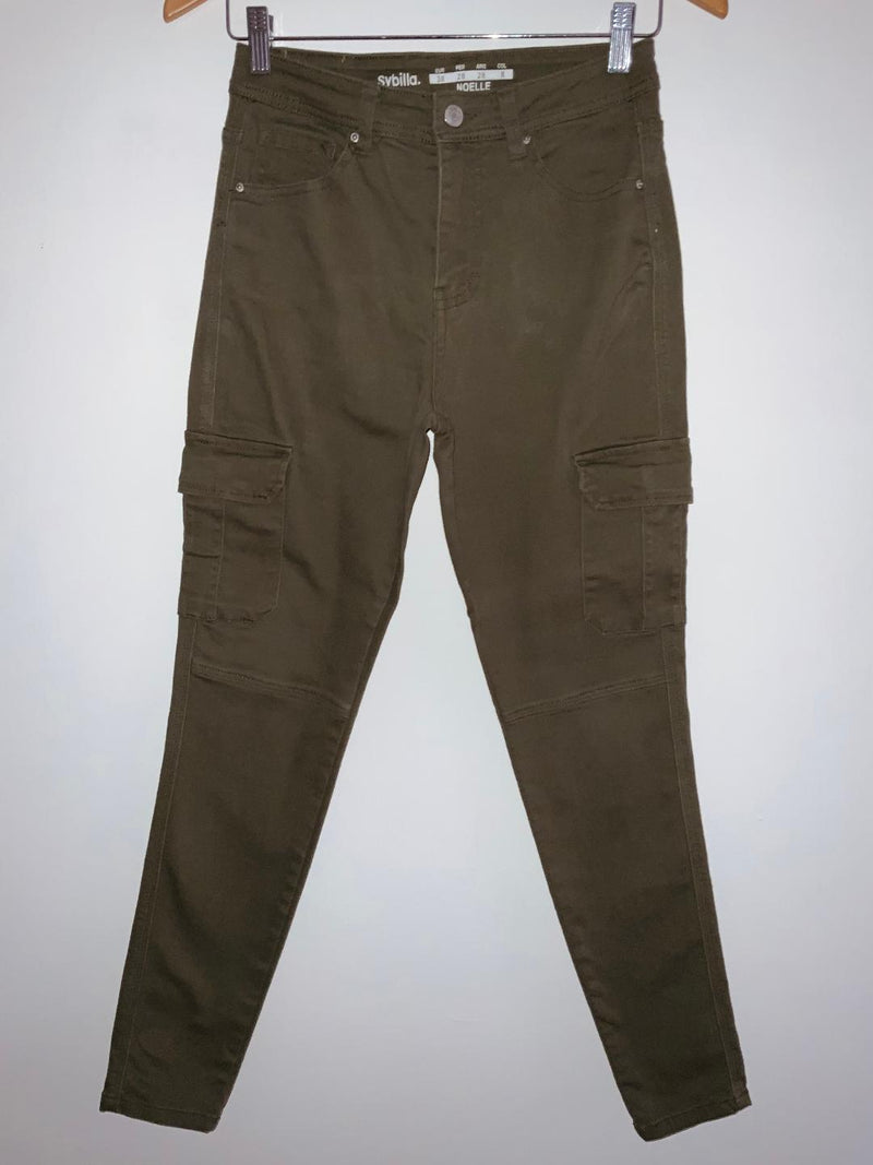 SYBILLA Pantalón cargo en dril. Talla 8