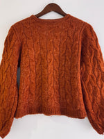 MANGO Sweater tejido con trenzas cerrado. Talla S