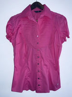 RAGGED Blusa en popelina manga corta con alforzas. Talla M