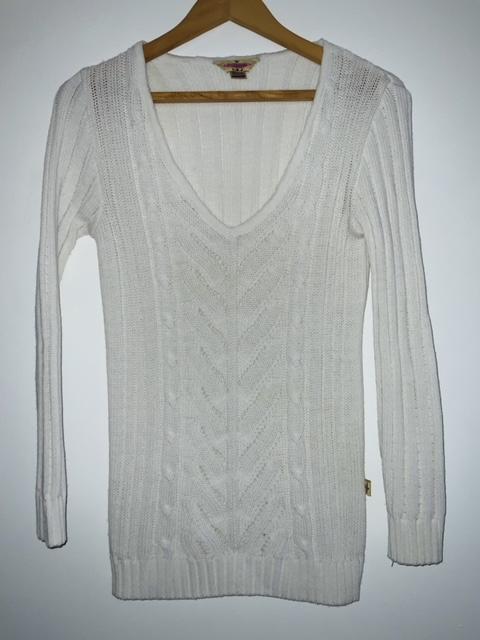 TEJIESTILO Sweater Cuello V trenzas. Talla S