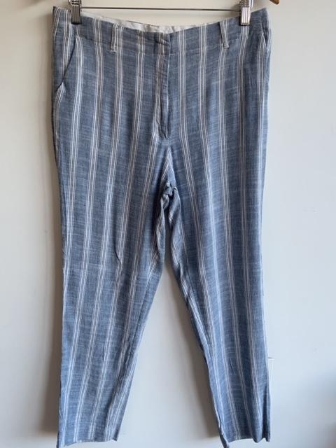 MANGO Pantalón preteñido rayas chambray. Talla 40 ( M )