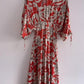 RW Vestido largo estampado con abertura en la espalda. Talla XL