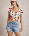 CAMISETA Corta estampada flores. Talla S*