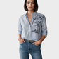 ESPRIT Blusa mini rayas con bordado. Talla XS