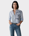 ESPRIT Blusa mini rayas con bordado. Talla XS