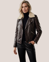 MANGO Chaqueta tipo Biker en cuero. Talla S