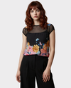 CAMISETA Estampada con cortes en tul. Talla M*