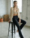 AMERICAN EAGLE Jean negro flare. Talla 0