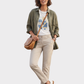 MANGO Pantalón en dril para mujer. Talla 8