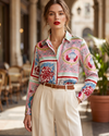 BLUSA Camisera estampada tipo pañuelo. Talla M*