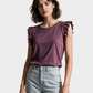 MADE WITH LOVE Camiseta con arandelas en mangas. Talla S*