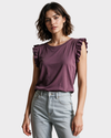 MADE WITH LOVE Camiseta con arandelas en mangas. Talla S*