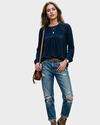 ZARA Blusa con pespuntes decorativos. Talla M
