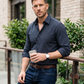 PERRY ELLIS Camisa para hombre en rayas delgadas. Talla L