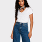 MANGO Camiseta básico cuello en pico. Talla S