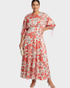 RW Vestido largo estampado con abertura en la espalda. Talla XL