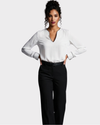 NAF NAF Blusa escote en V con venas en contraste. Talla M