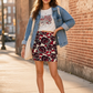 FALDA Corta estampada rosas. Talla 2XS*