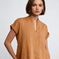 BLUSA En lino manga corta. Talla Única