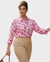 KASPER Blusa Camisera estampada geométricos. Talla L