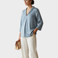 STRADIVARIUS Blusa escote en V con cuello. Talla M