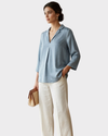 STRADIVARIUS Blusa escote en V con cuello. Talla M