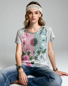 DESIGUAL Camiseta en viscosa estampada con aplicaciones. Talla S