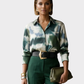 ZARA Blusa camisera estampada efecto acuarela. Talla XS