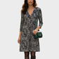 MANGO Vestido cuello en pico estampado. Talla M
