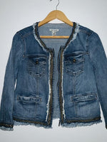 MANGO JEANS Chaqueta en indigo decorada. Talla XL