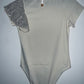 OFFCORSS Body crema con manga de lentejuelas plateadas. T14