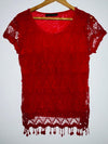 RED APPLE Camiseta manga corta de malla con encaje. TL
