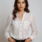 FOREVER21 Blusa cuello mao con bolsillos. Talla M